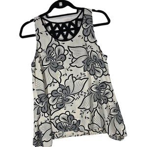 Bobeau Floral Lattice Backing Sleeveless Blouse S